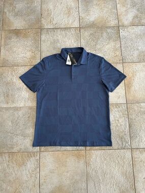 adidas Men's Navy Blue Checker Polo
